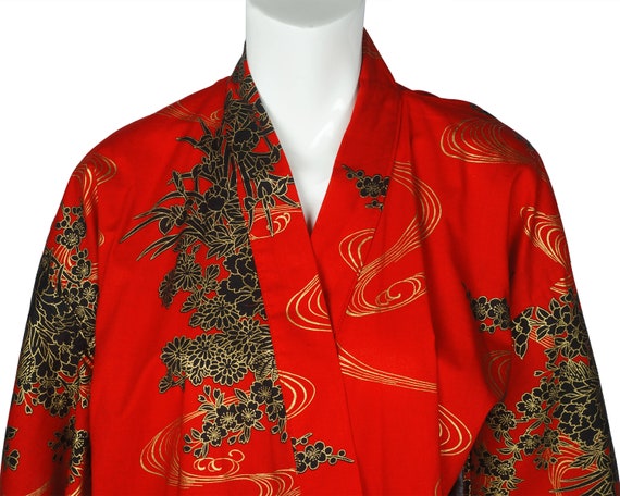 Vintage 60s Unused Japanese Cotton Kimono Robe La… - image 5