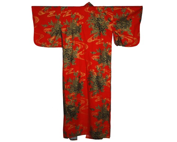 Vintage 60s Unused Japanese Cotton Kimono Robe La… - image 2