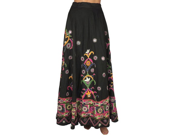 Vintage 1960s Indian Cotton Wraparound Skirt Mirro