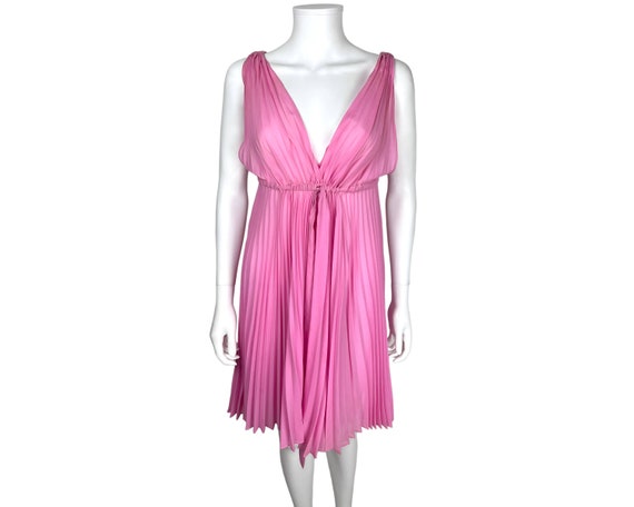 Vintage 1960s Barbiecore Pink Nightie Dress Pleat… - image 1