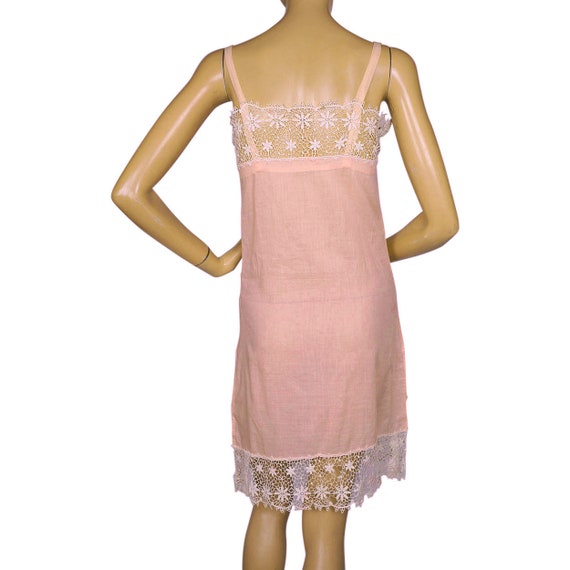 Vintage 1920s Peachy Pink Slip with Lace Trim Ext… - image 2