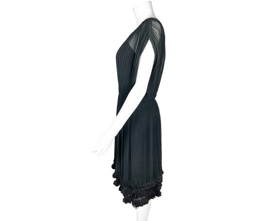 Vintage 1960s Cocktail Dress Pleated Black Silk C… - image 3