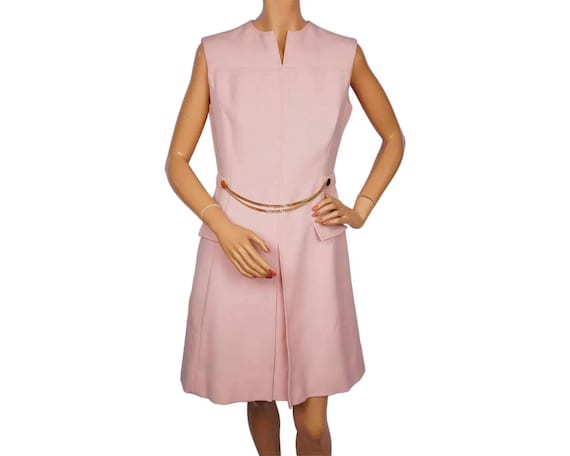 strapless open back dress Emilio Pucci // Pink & Yellow Silk Chain Pattern Dress – VSP Consignment main image 0