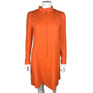 Vintage 1960s Orange Dress Michel Pelta for Renee Farell Paris Size M - VFG
