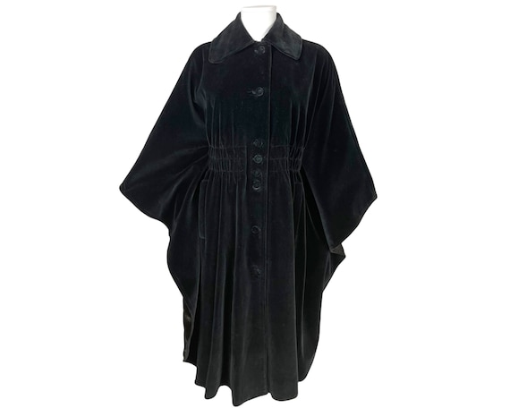 Vintage 1970s Black Velvet Cape Coat by Surrey Classics Size S M Etsy Canada