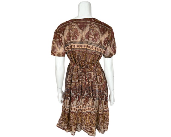 Vintage 1970s Indian Gauze Cotton Dress Elephant … - image 4