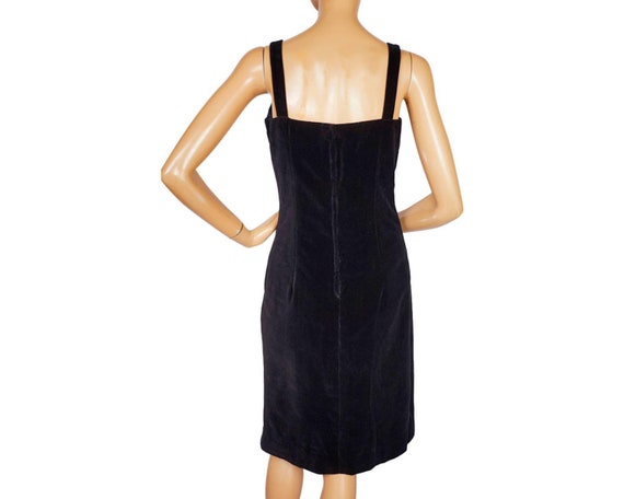 Vintage 1960s LBD Black Velvet Cocktail Dress Mar… - image 3