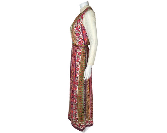 Vintage 1960s Gypsy Hippie Maxi Dress w Vest Size… - image 3
