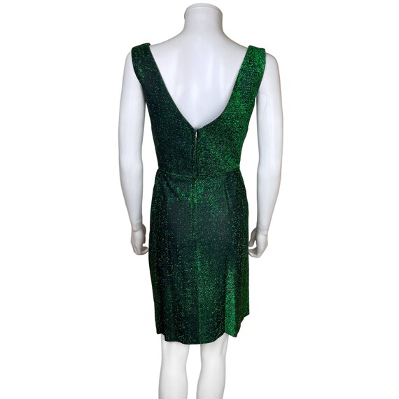 Vintage 1960s Emerald Green Dress Sparkly Metalli… - image 2