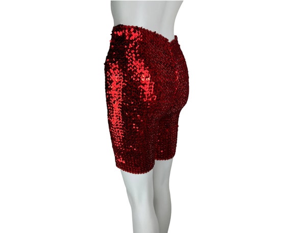 Vintage 1970s Disco Outfit Red Sequin Tube Top w … - image 5