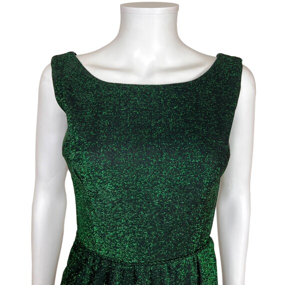 Vintage 1960s Emerald Green Dress Sparkly Metalli… - image 5
