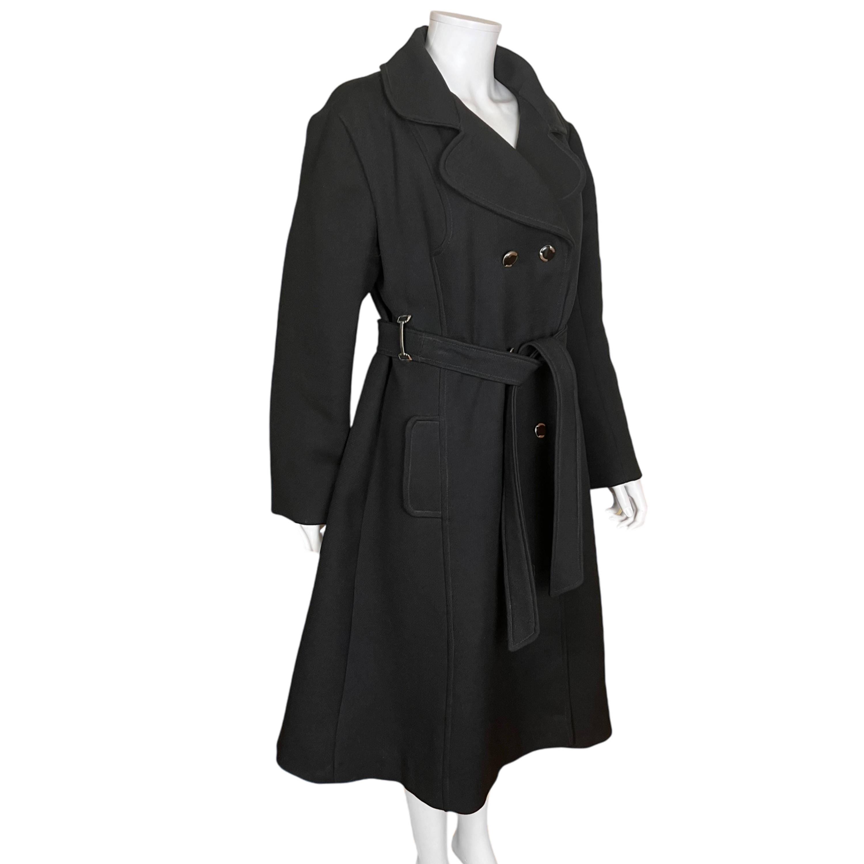 Vintage 1960s Coat Black Gabardine Wool Ladies Size M - Etsy Hong Kong