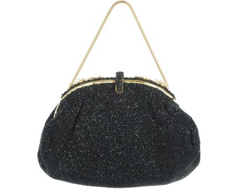 Sac de soirée noir vintage perlé Fabriqué en France - VFG