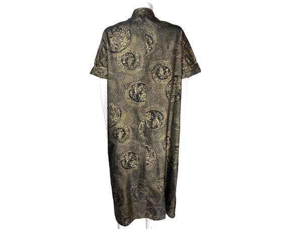 Vintage 1950s Morsam House Dress Gold Asian Print… - image 5