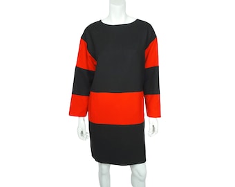 Sukienka Courreges z lat 80. w stylu vintage, w czerwono-czarne bloki kolorów, rozmiar 40 – VFG