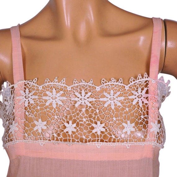 Vintage 1920s Peachy Pink Slip with Lace Trim Ext… - image 4