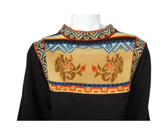Vintage 1970s Knit Dress Peasant Look Pattern on … - image 4