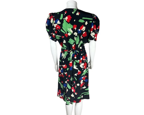 Vintage 80s does 40s Dress Abstract Printed Silk … - image 2