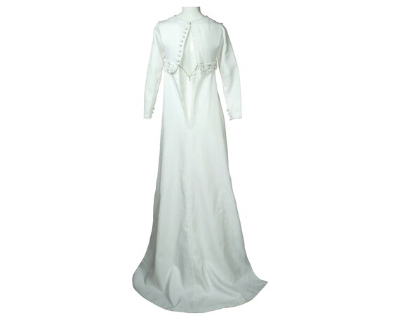 Vintage 1960s Modernistic Wedding Dress with Trai… - image 3