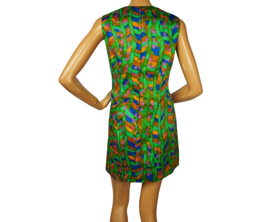 Vintage 1960s Dress Abstract Print Cotton  Size M - image 2