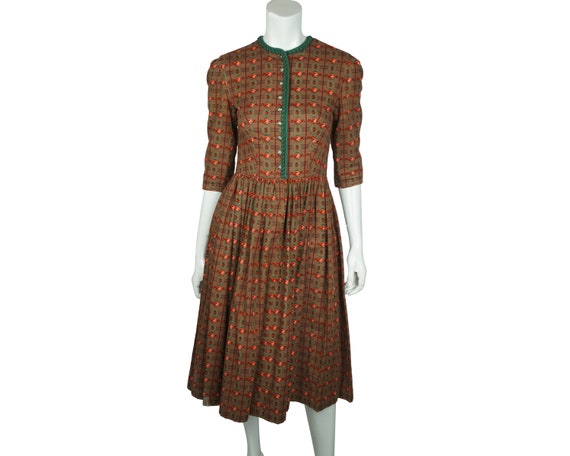 Vintage 1930s 40s Austrian Dirndl Dress Traditiona