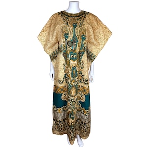 Vintage 1970-tals Kaftan Batik Semar Indonesia Foo Dog Kaftan dam storlek L