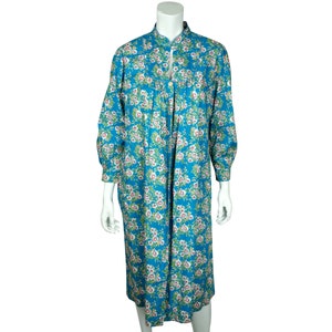 Vintage 1950s Floral Cotton Duster House Dress Size M - VFG