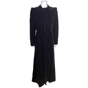 Vintage 1930s Black Velvet Opera Coat Evening Wear Size M