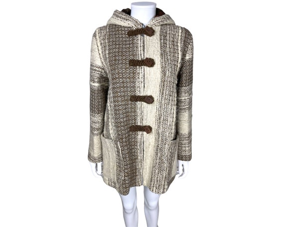 Vintage 1970s Wool Jacket with Hood Hand Loomed E… - image 3