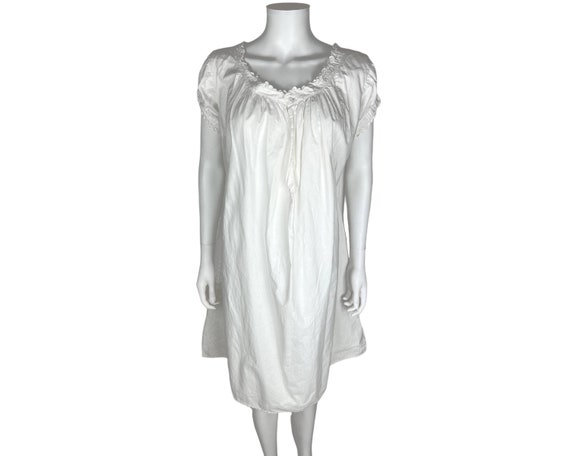 Antique Victorian Nightgown 19th c White Cotton N… - image 1