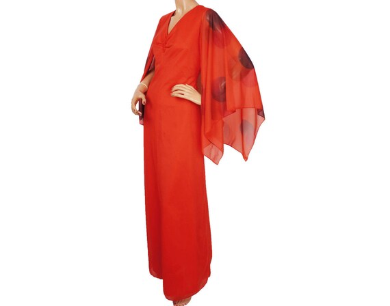 Vintage 1970s Red Maxi Dress - Polka Dot Angel Win