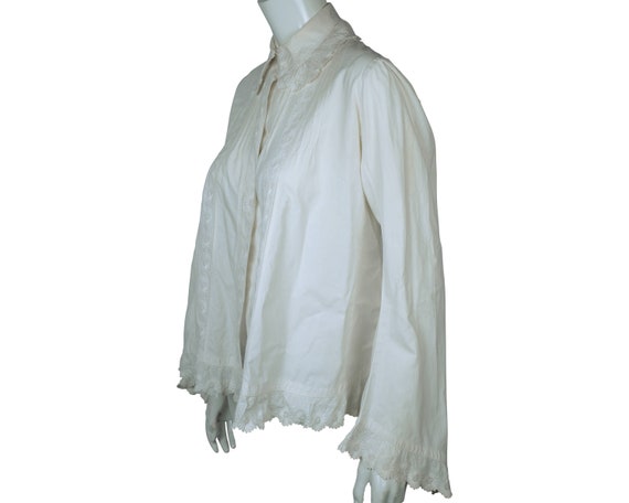 Antique Victorian Blouse Combing Jacket White Cot… - image 3