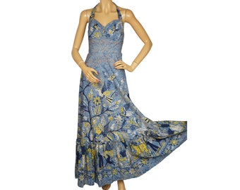 Vintage 1970s Mexican Dress Printed Cotton Muchas Cosas Hand Made Original XS - VFG