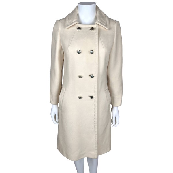 Vintage 1960s Spring Coat Cream White Wool Jackie K Era Ladies Size S M - VFG