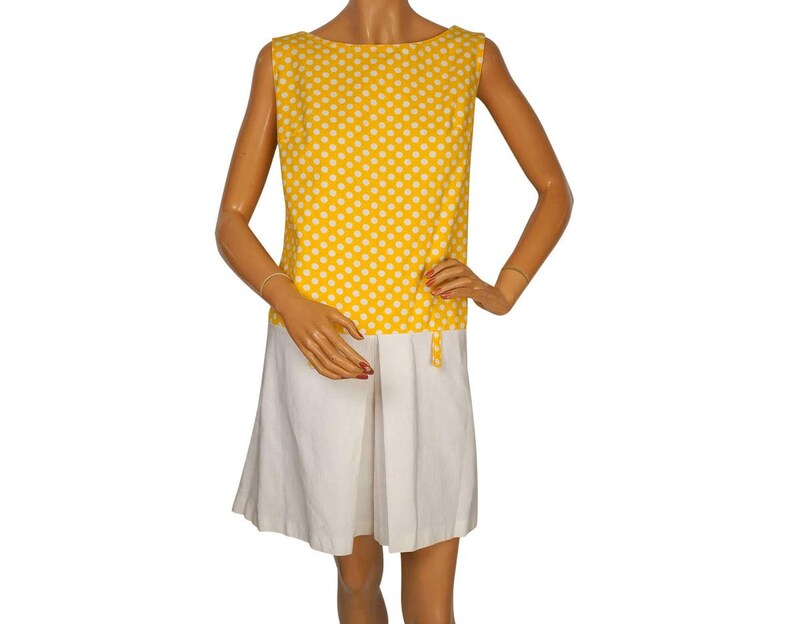 yellow dress white polka dots
