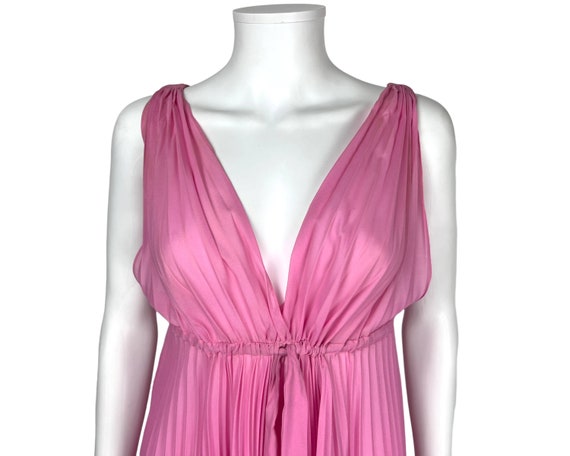 Vintage 1960s Barbiecore Pink Nightie Dress Pleat… - image 5