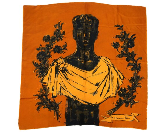 Vintage 60s Christian Dior Silk Scarf Roman Empero