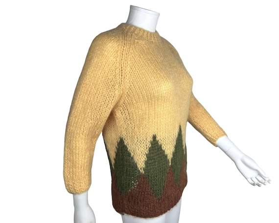 Vintage 1960s Italian Hand Knit Mohair Wool Sweat… - image 2