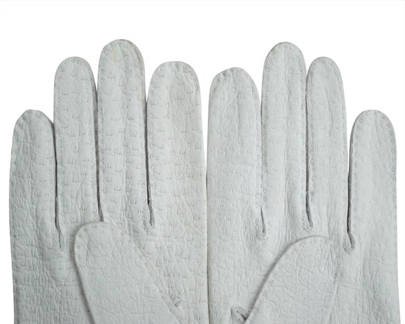 Vintage 60s French Peccary Leather White Gloves S… - image 4