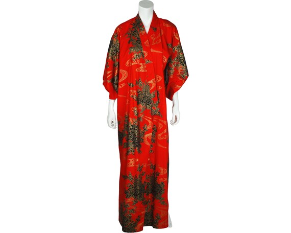 Vintage 60s Unused Japanese Cotton Kimono Robe La… - image 3