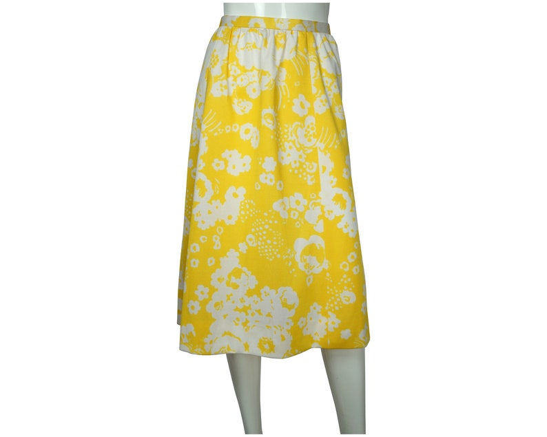 Vintage 1970s Miss Dior Skirt Yellow & White Floral Unused Old Stock NWOT Size M VFG image 2