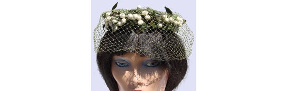 Vintage 1950s Mr John Veiled Hat - Whimsy Hat with