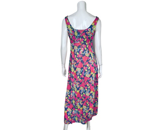 Vintage 1970s Mod Floral Print Nightie Bright Col… - image 3