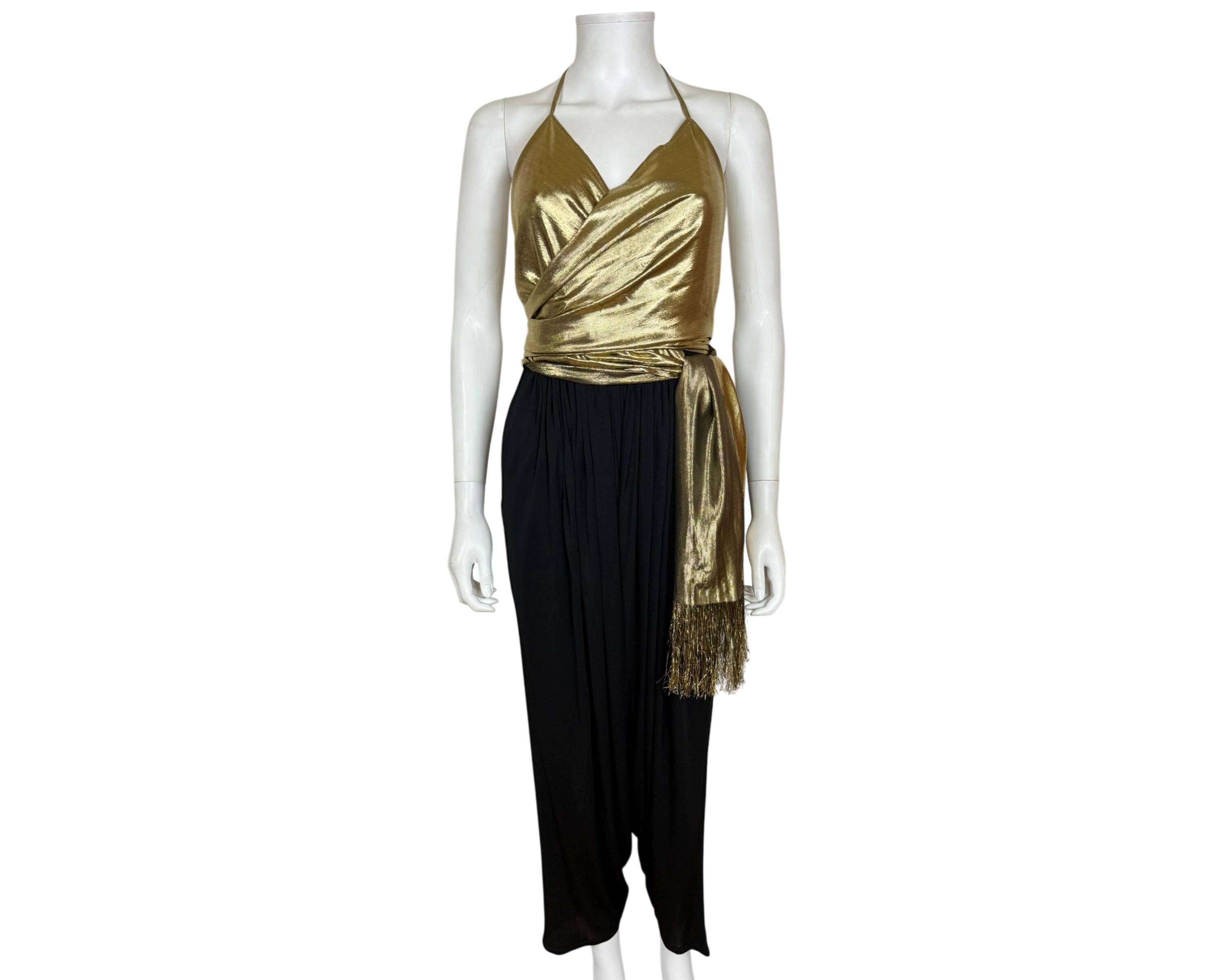 Jumpsuit 70's Gold Disco Dress Disco Costume Retro 70's