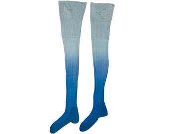 Vintage 1920s Silk Stockings Ombre Blue Van Raalte Size 9