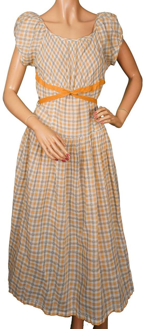 Vintage 1930s Gingham Cotton Dress, Country Girl … - image 2