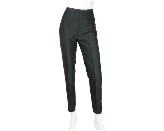 Vintage 1950s Bombshell Cigarette Pants Woven Blac