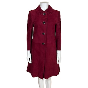 Vintage 1960s Suede Leather Coat Mitzou Madrid Spanish Couture Size S