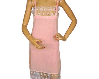 Vintage 1920s Peachy Pink Slip with Lace Trim Extra Small As Is - VFG