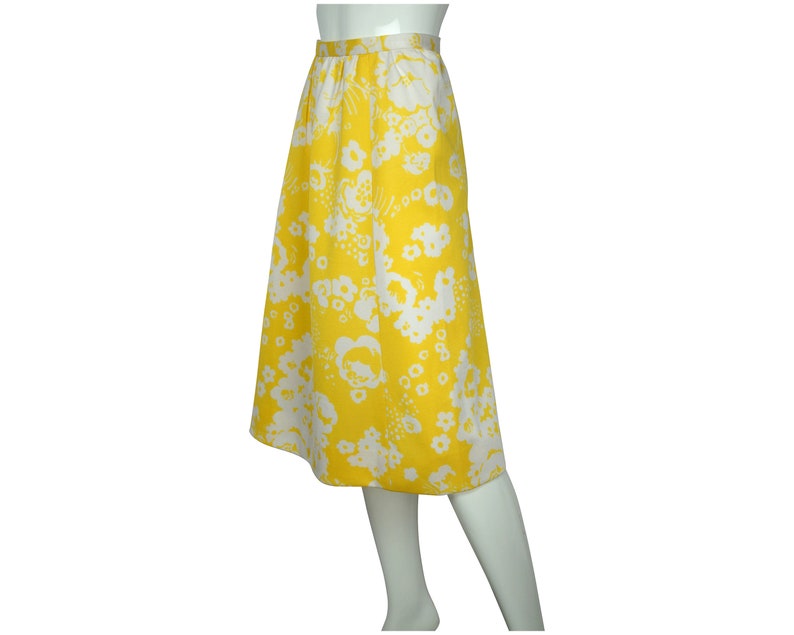 Vintage 1970s Miss Dior Skirt Yellow & White Floral Unused Old Stock NWOT Size M VFG image 1